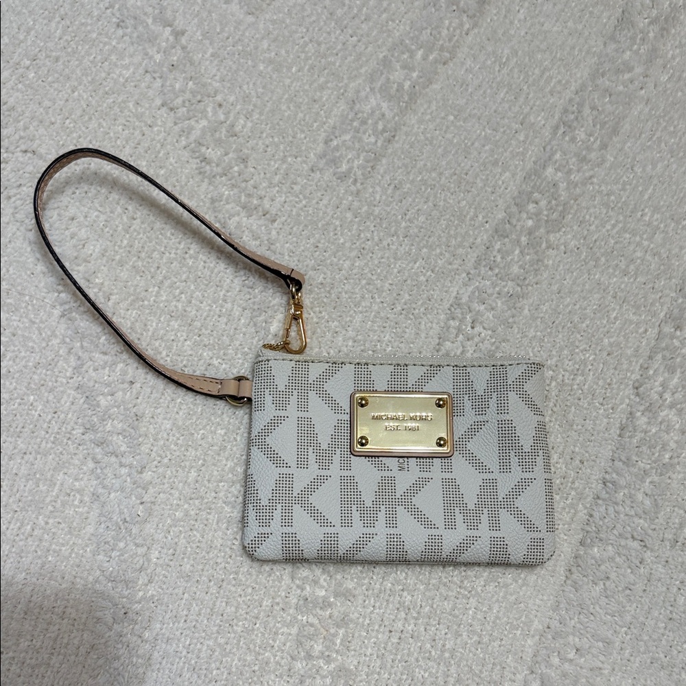 MICHAEL Michael Kors White Logo Wristlet